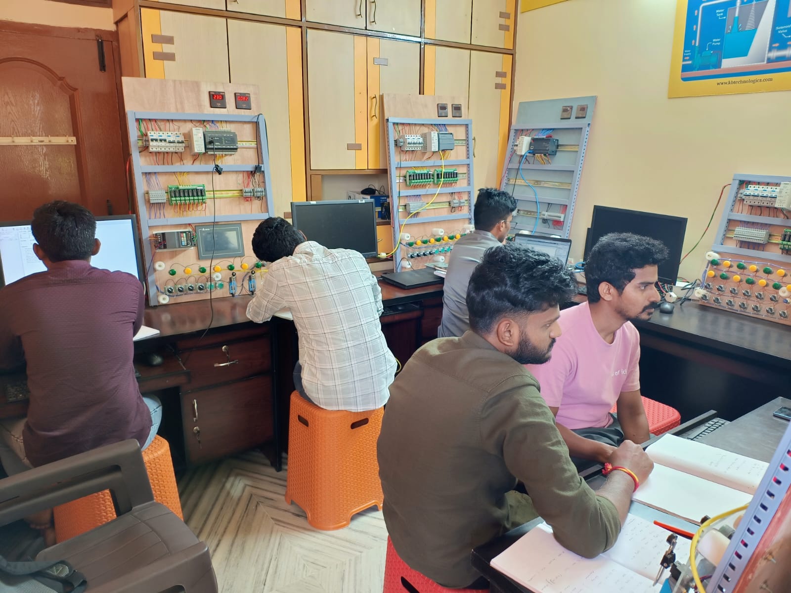 Students learning technology